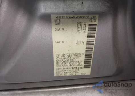 2016 Nissan Altima 2.5/2.5 S/2.5 Sl/2.5 Sr/2.5 Sv from USA, damaged, VIN 1N4AL3AP8GN329346